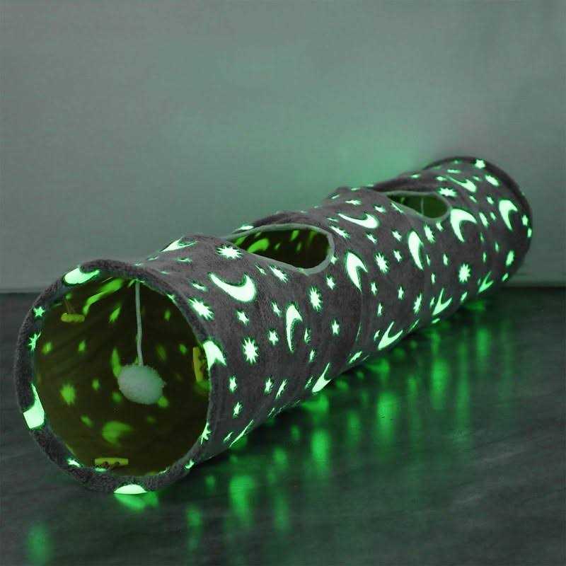 LUCKITTY Cat Tunnel Tube with Plush Ball Toys Collapsible Self-Luminous - Pet Supplies online store