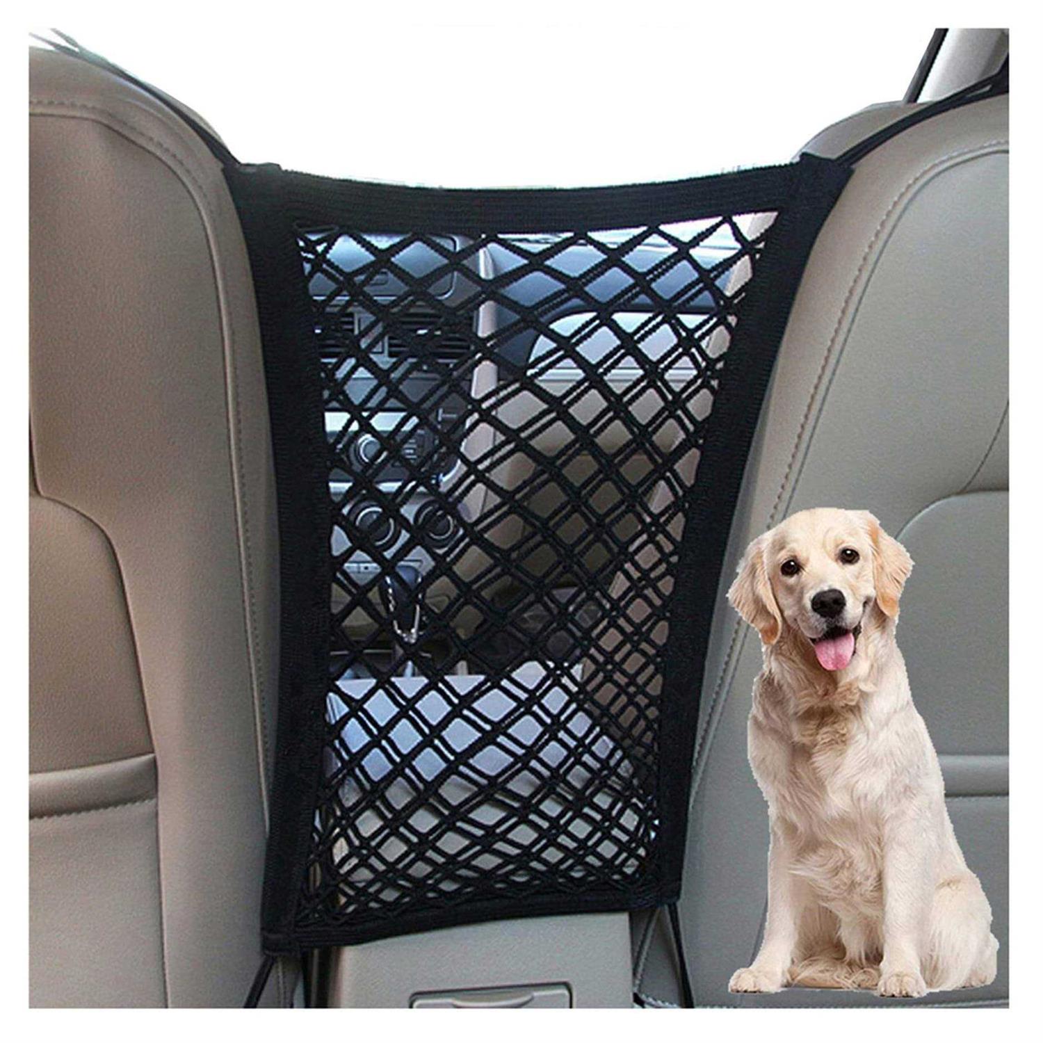DYKESON Dog Car Net Barrier Pet Barrier with Auto Safety Mesh Organizer Baby Stretchable Storage Bag Universal for Cars - Pet Supplies online store