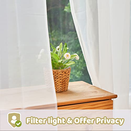 Grey Sheer Curtains 96 Inches Long 2 Panels Set - Lightweight and Light Filtering Elegant Rod Pocket Voile Window Sheer Drapes for Bedroom/Living Room,2pcs