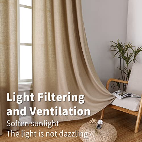 BGment Faux Linen Curtains for Living Room 84 Inch Length 2 Panels Set, Burlap Textured Thick Long Curtains Light Filtering Privacy Window Drapes with Grommet, 52 Inch Wide Each Panel, Light Grey