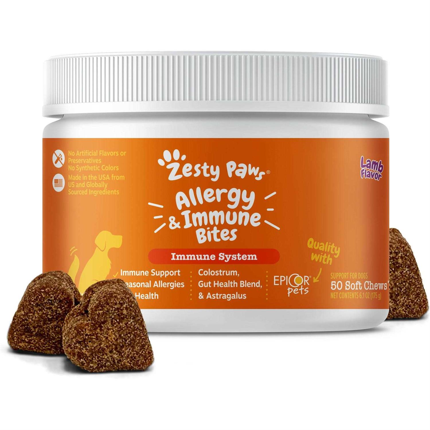 Zesty Paws Dog Allergy Relief Anti Itch Supplement Omega 3 Probiotics for Dogs - Pet Supplies online store