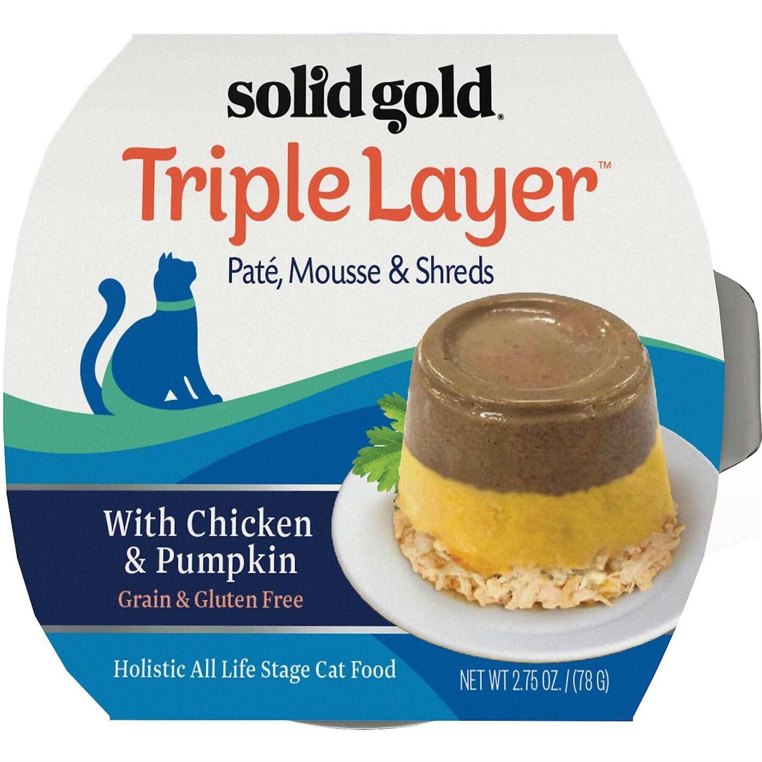 Solid Gold Triple Layer Pate Mousse & Shreds Pumpkin Cat Food - Pet Supplies online store