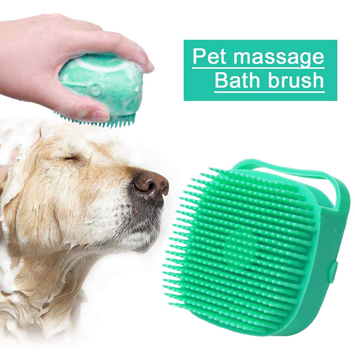 Woleigiao Dog Bath Brush, Pet Massage Brush Shampoo Dispenser, Soft Silicone Brush Rubber Bristle for Dogs and Cats Shower Grooming - Pet Supplies online store
