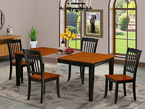 East West Furniture QUDA9-BCH-W 9 Piece Modern Set Includes a Rectangle Wooden Table with Butterfly Leaf and 8 Dining Room Chairs, 40x78 Inch