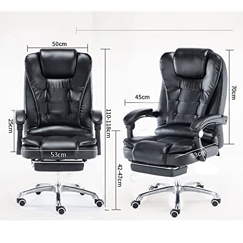 Executive Massage Computer Chair, Heated Office Chair,with 7-Point Vibration,Recliner PU Leather High Back Swivel Chair Armchair with Footrest,Ergonomically Designed (Color : Brown)