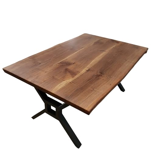 Large Walnut Dining Table And Bench - Live Edge Dining Table - Solid Wood Dining Table - Kitchen Table - Wooden Table - Rustic Table - Farmhouse Table - Dining Room Table (36 W x 80 L Inch)
