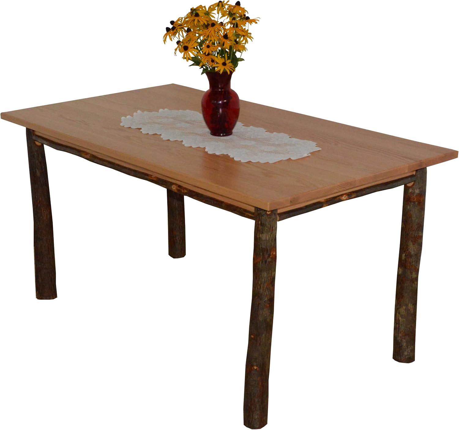 4' Hickory Farm Table, Natural Finish
