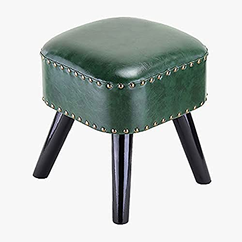 Upholstered Footstool Ottomans Stool Ottoman,PU Leather Single Seat Sofa Stool Makeup Stool,Change Shoe Bench (Yellow)