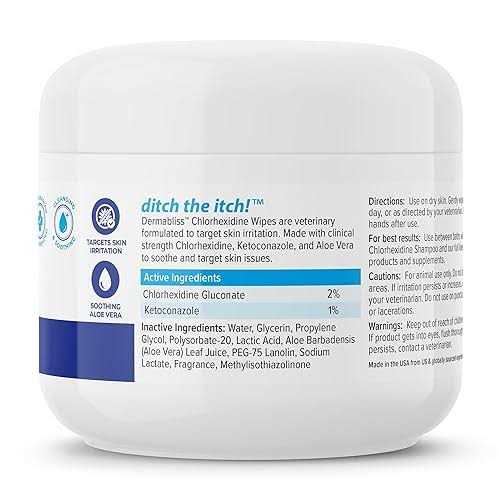 Vetnique Labs Dermabliss Medicated Skin Wipes Anti-Bacterial & Anti-Fungal Medicated Hot Spot & Skin Fold Dog & Cat Wipes - Pet Supplies online store
