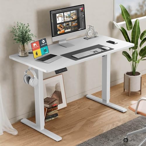 Height Adjustable Standing Desk, Electric Sit Stand Up Ergonomic Home Office Desk, Gaming Desk with Digital Control Panel, Computer Desk for Bedroom, Living Rooms, Brown (40