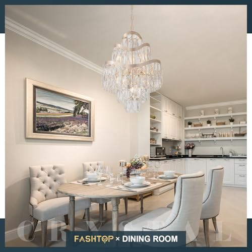 6-Tier Luxury Gold K9 Crystal Chandelier for Dining Room 7 Lights Pendant Chandelier Light Fixtures 16