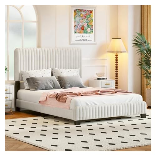 Full/Queen Size Upholsted Platform Bed, Velvet Fabric, Adult and Adolescent Double beds, Single beds, Modern beds,beds, Pink, jq-632