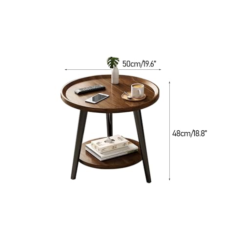Oval Round Coffee Table, 2 Tier Coffee Table with Storage, Modern Side Table for Living Room, Office, Conference Room, Easy to Assemble(50x48cm/19.6x18.8in)