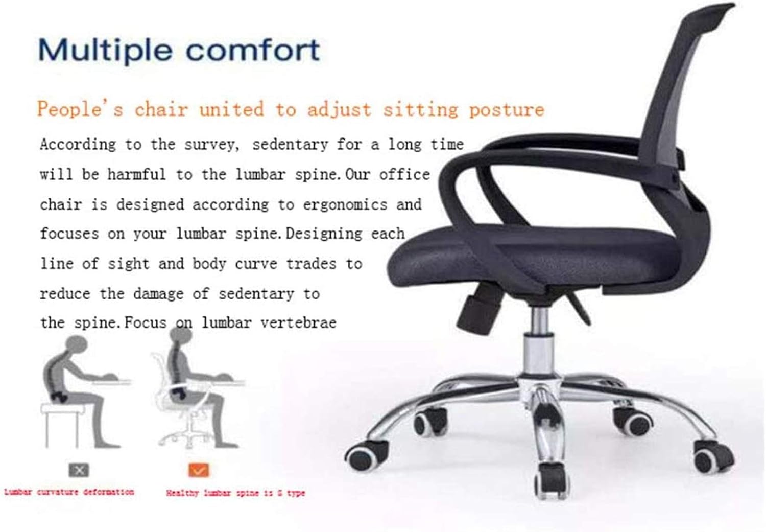 Office Chair Lever Operator Chairs Adjustable Seat Height Tilt Function Ergonomic Concept Mesh Seat Armrest Chair Office Swivel Chair Ergonomic Concept Durable