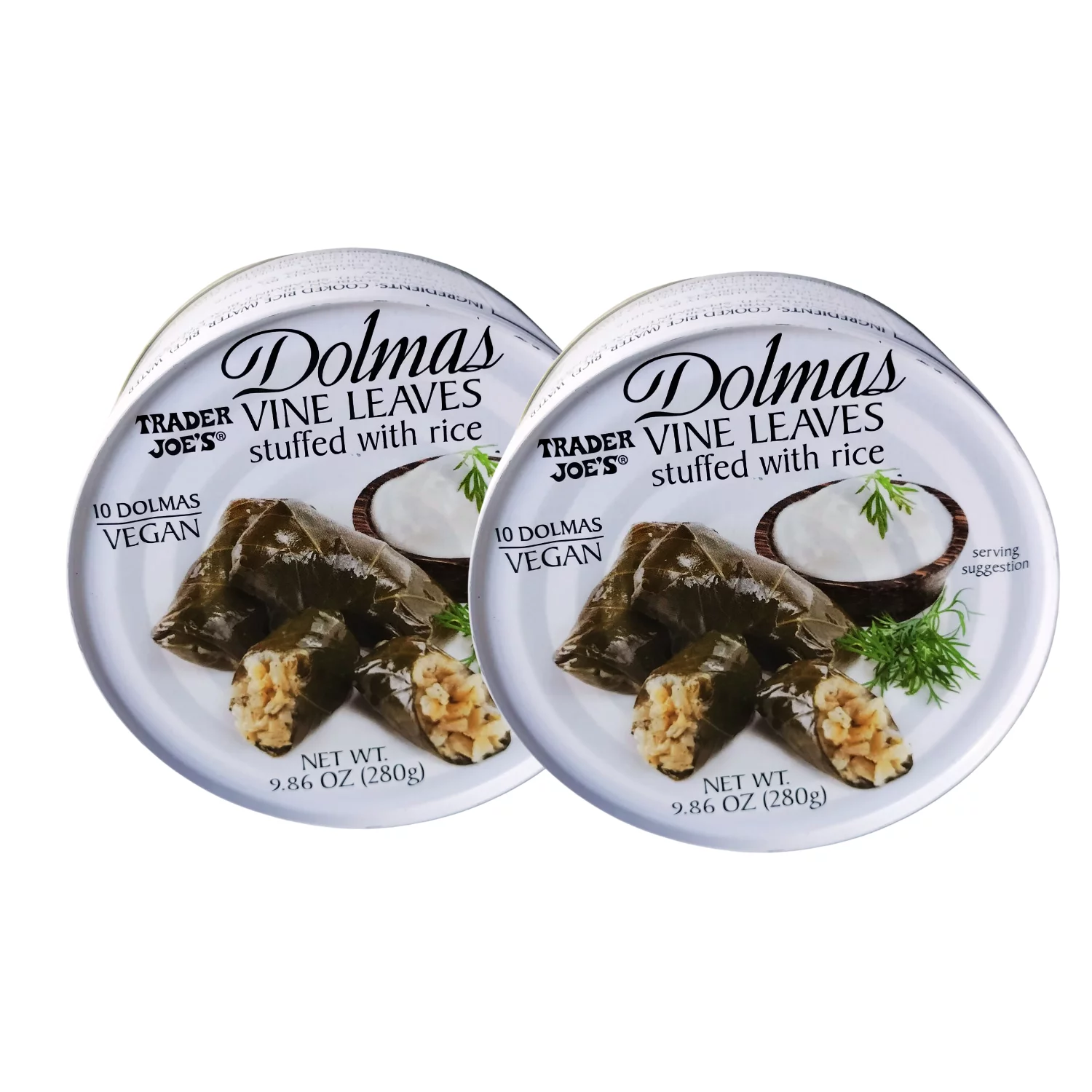 Trader Joe's Dolmas Vegan Vine Leaves Stuffed with Rice 280g - Pack of 2