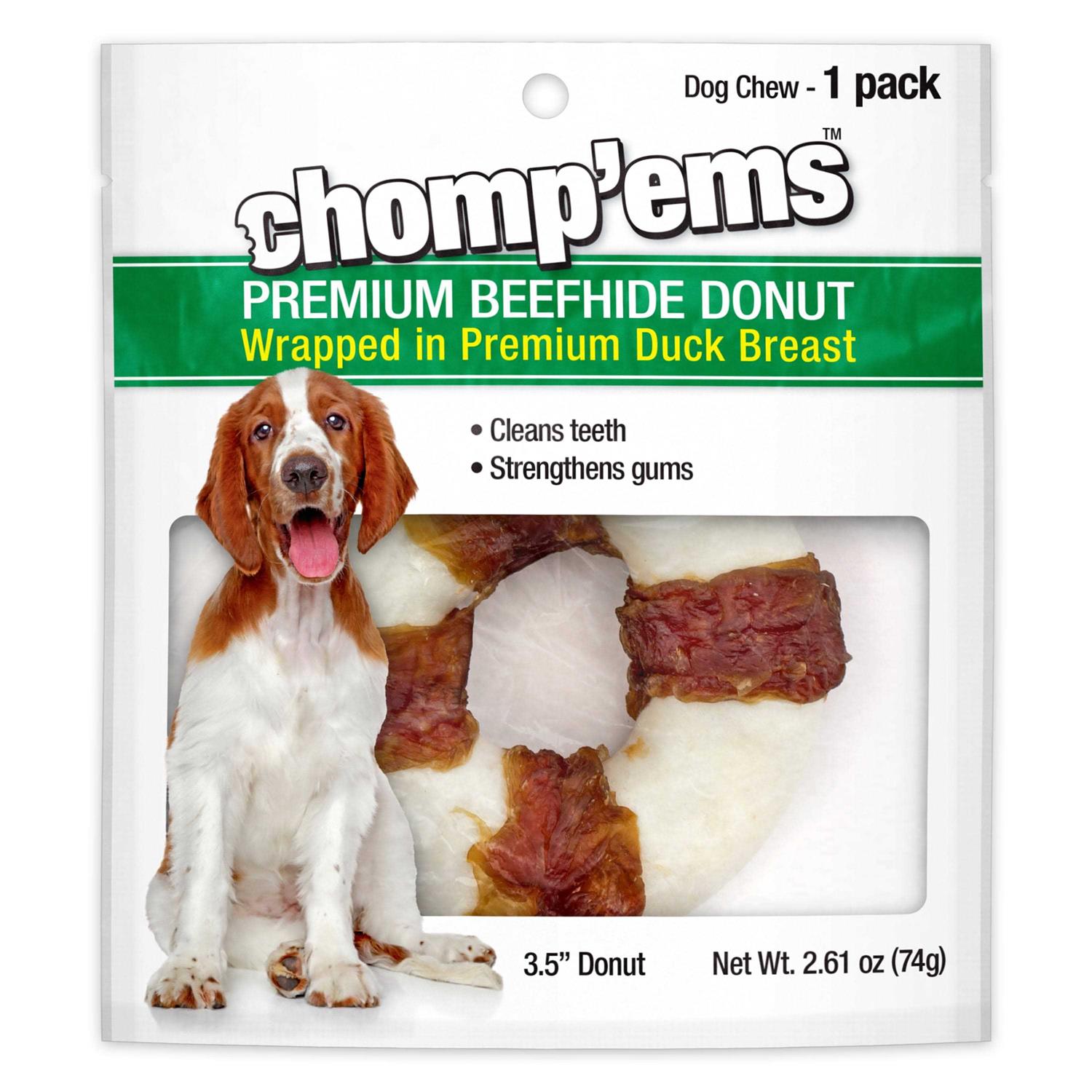 Ruffin' It Chomp'ems 3.5 Beefhide Donut W/Duck - Pet Supplies online store