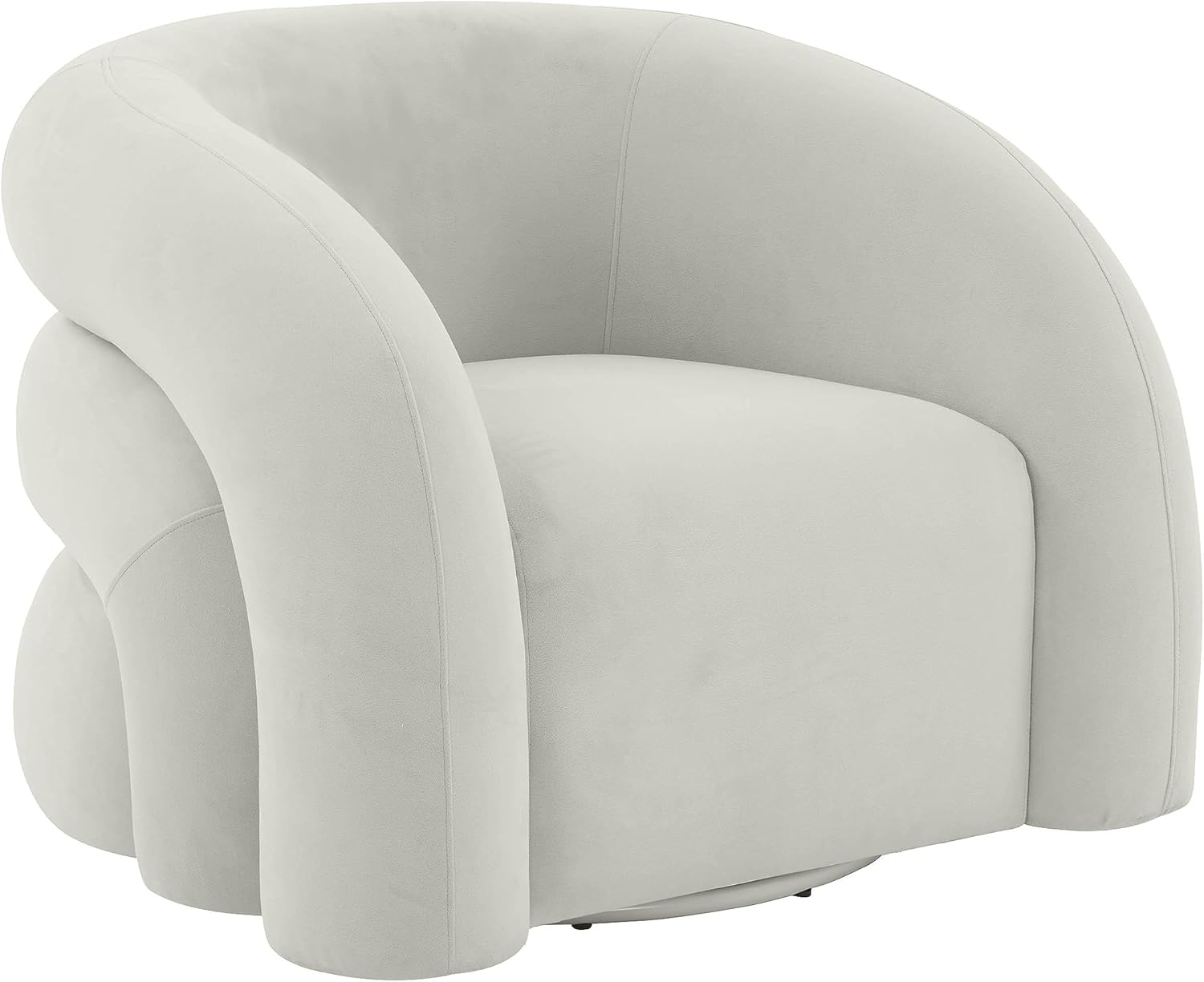 Slipper Light Grey Velvet Upholstered Swivel Chair