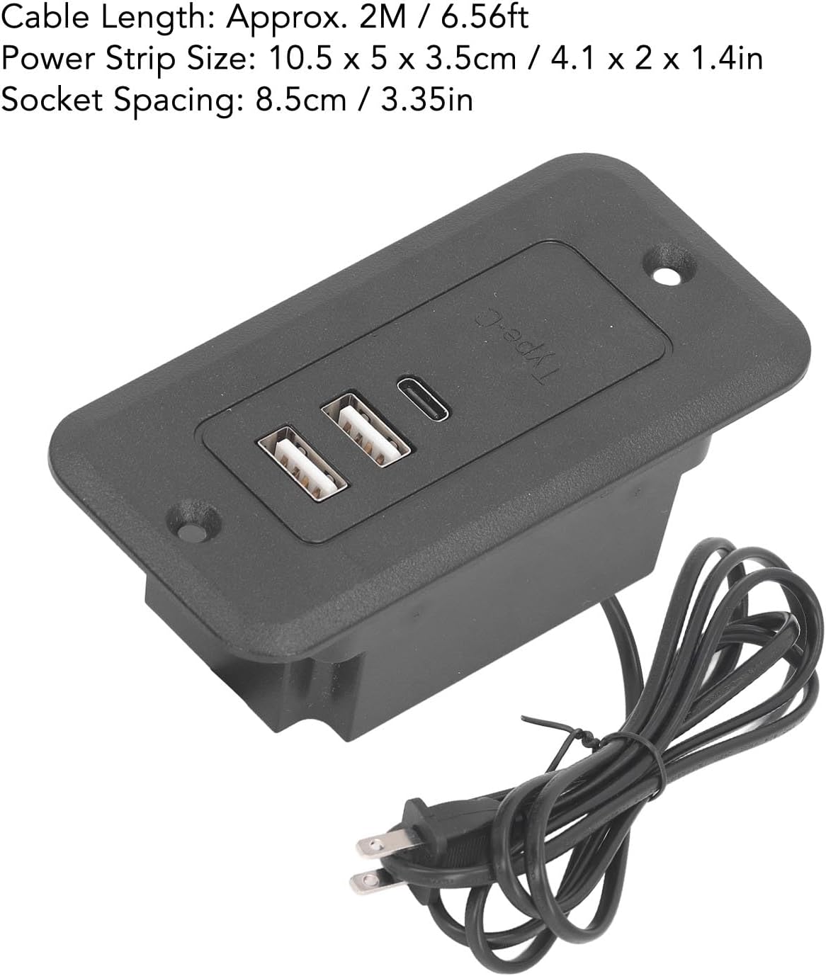 Furniture Recessed Power Strip, PD 20W Fast Charging Recessed Desk Outlet Recessed Power Outlets Socket with 2 M Power Cord for Hotel, Office, Home US Plug 110V