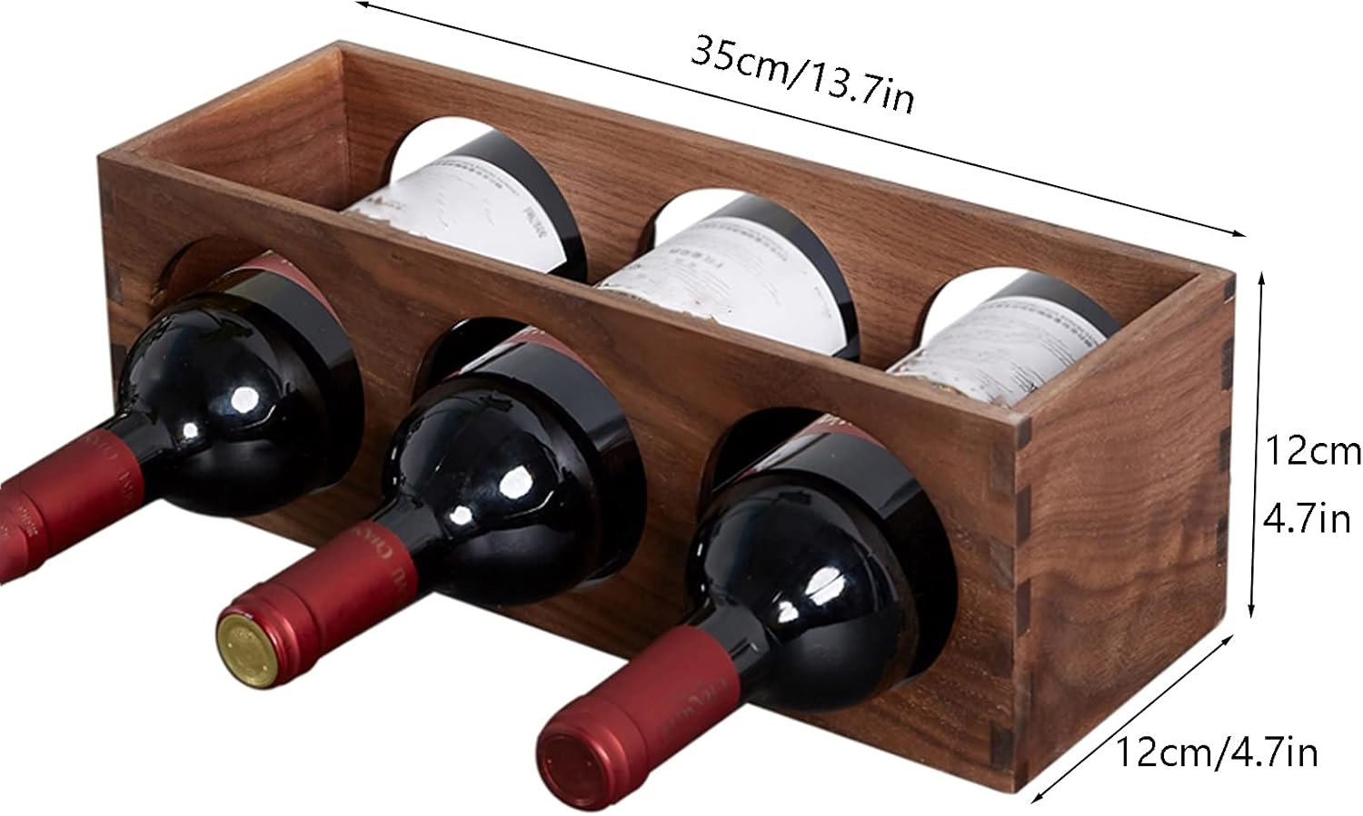 Wine Holder Wine Rack Wood Wine Storage Racks Countertop Stores 3 Bottles of Wine - Sleek and Chic Looking - Minimal Assembly Required Wine Rack