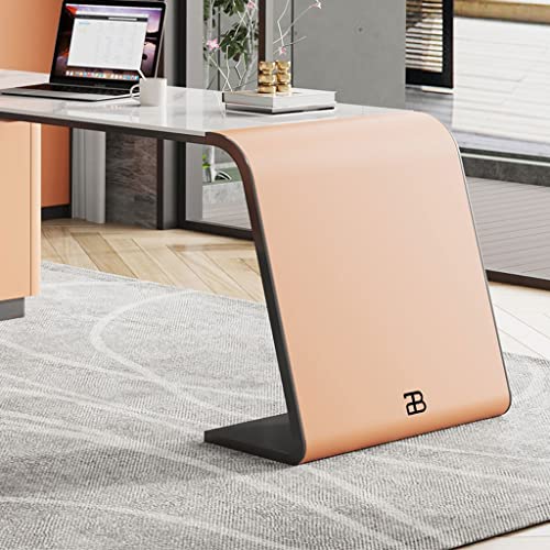 Work Desk Orange Slate Desk Floor Mount Home Writing Desk Modern Desk 70 to 86 Inch Main Cabinet with 3 Drawers and Hidden Desktop Computer Computer Desk(A,220cm)