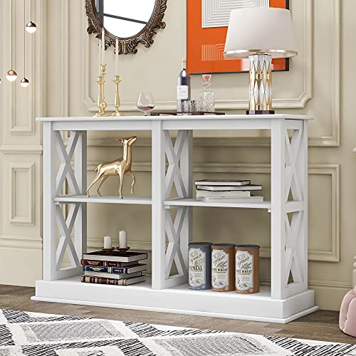 Knocbel Console Table with 3-Tier Open Storage Spaces, 46.5