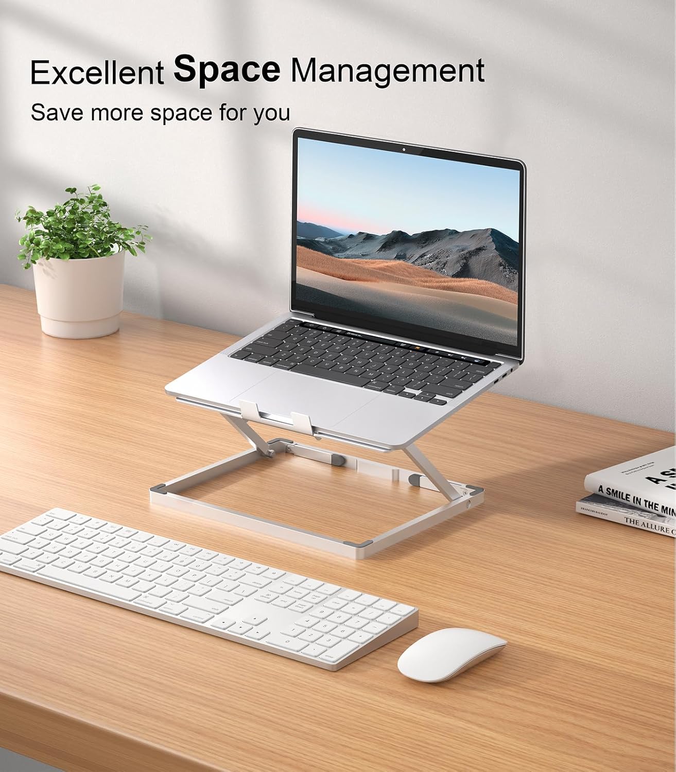 Laptop Stand for Desk, Height Adjustable Laptop Riser Aluminum Portable Laptop Holder, Holds All Laptops and Notebook up to 17.3 Inch, Silver