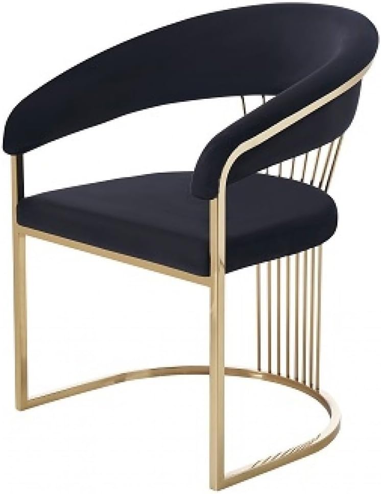 Overstock Modrest Linda Modern Black Velvet and Gold Dining Chair