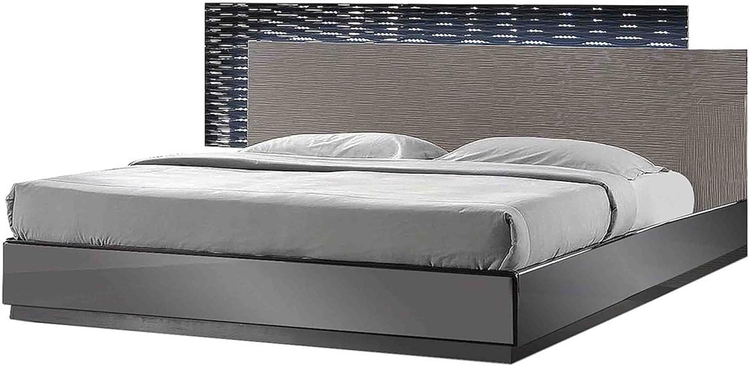 Best Master Furniture ROMABCK Romania Poplar Wood Cal Platform Bed in Black/Zebra Gray, California King