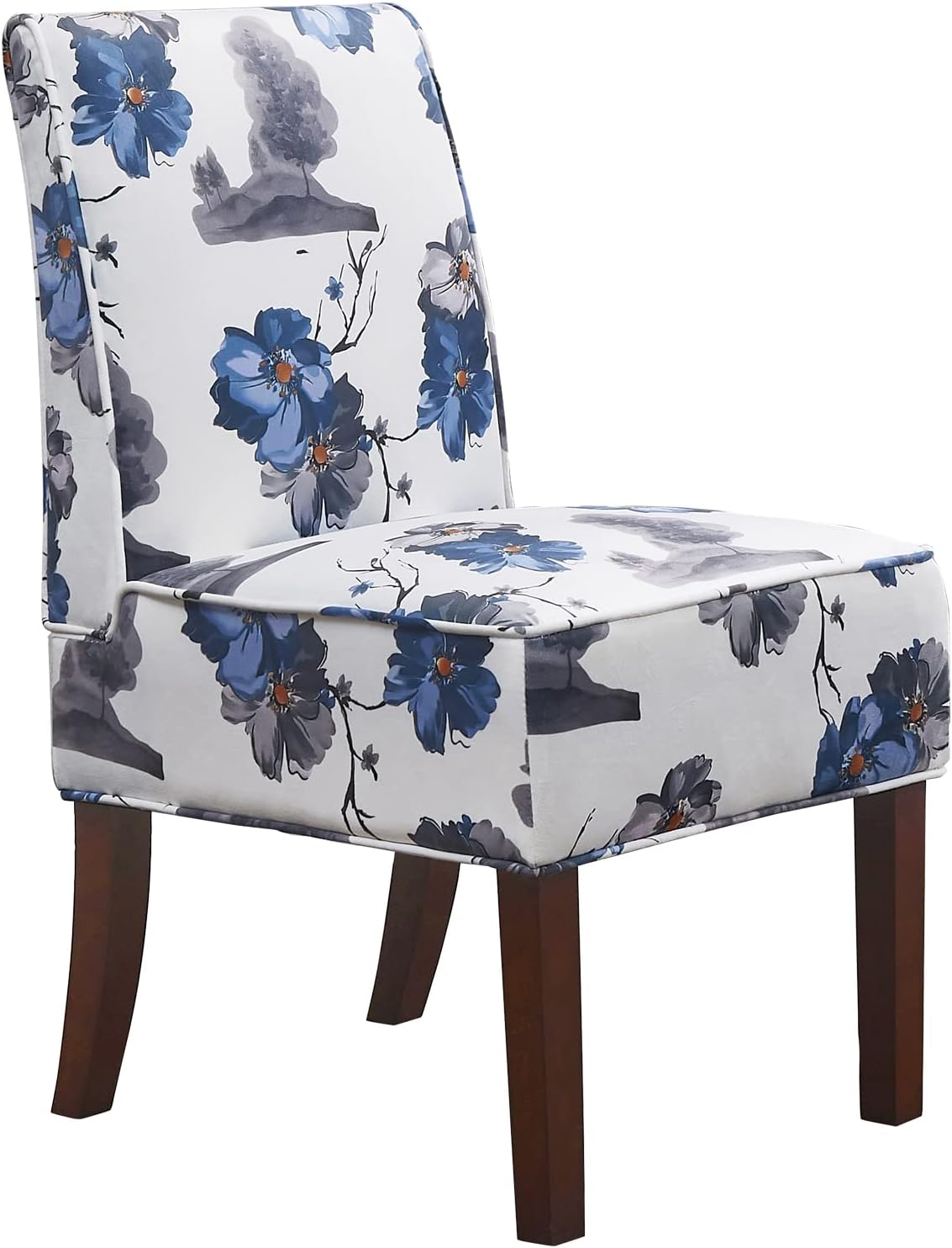 Traditional Fabric Accent Chair, DRM'SCUUM Modern Accent Chair for Living Room Soft White Velvet with Ink Paint Pattern,Comfor Seat,Sturdy Frame and Rubber Wood Legs