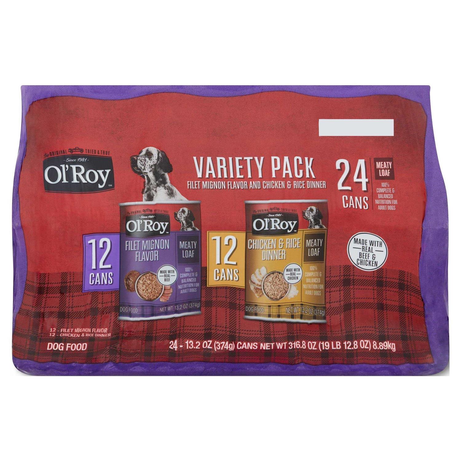 Ol' Roy Meaty Loaf Wet Dog Food Variety Pack, Filet Mignon Flavor and Chicken & Rice Dinner - Pet Supplies online store