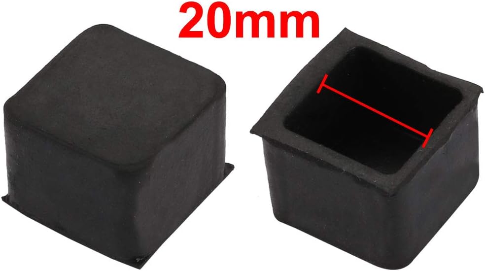 uxcell 20pcs Furniture Desk Chair Accessory 20mmx20mm Square Rubber Leg Tip Cap Black