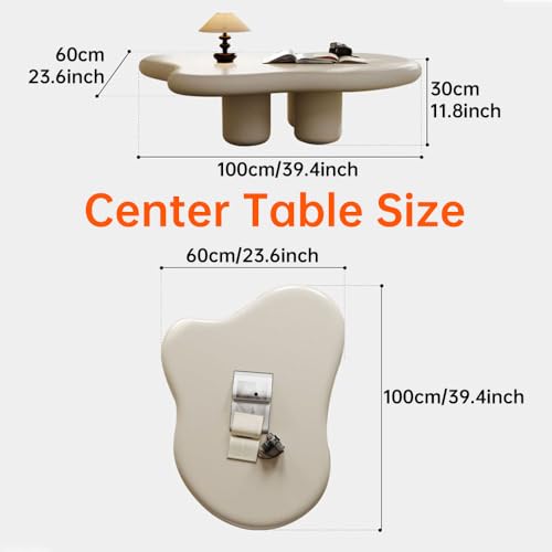 White Cloud Coffee Tables for Living Room Cute Cloud Shaped Coffee Table Modern Cartoon Creamy End Table Irregular Indoor Tea Table for Small Space Center Table for Balcony Patio (Creamy)
