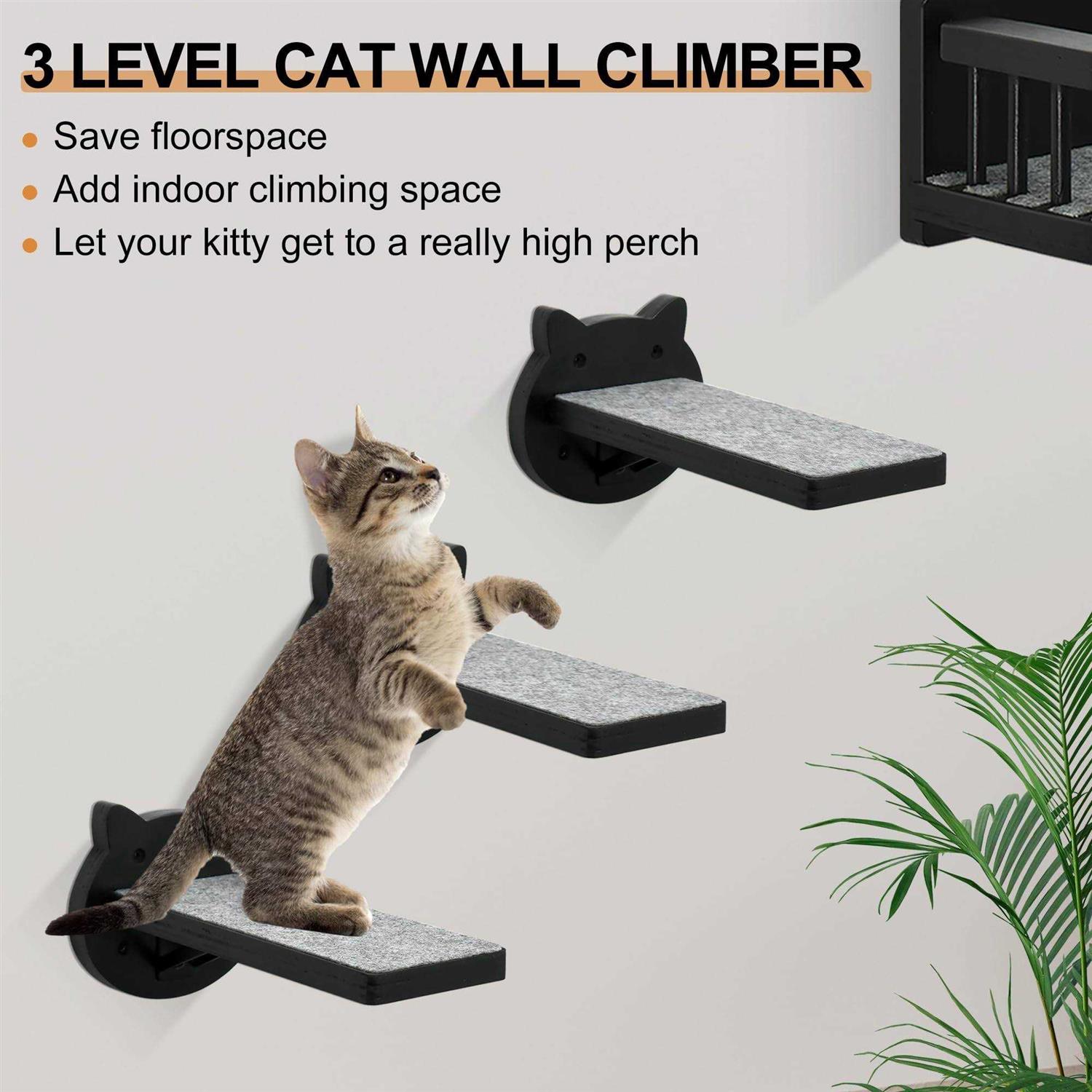 Cat Wall Shelves, Corner Cat Shelves and Perches for Wall Cat Wall Furniture Cat Shelf with 3 Steps - Pet Supplies online store