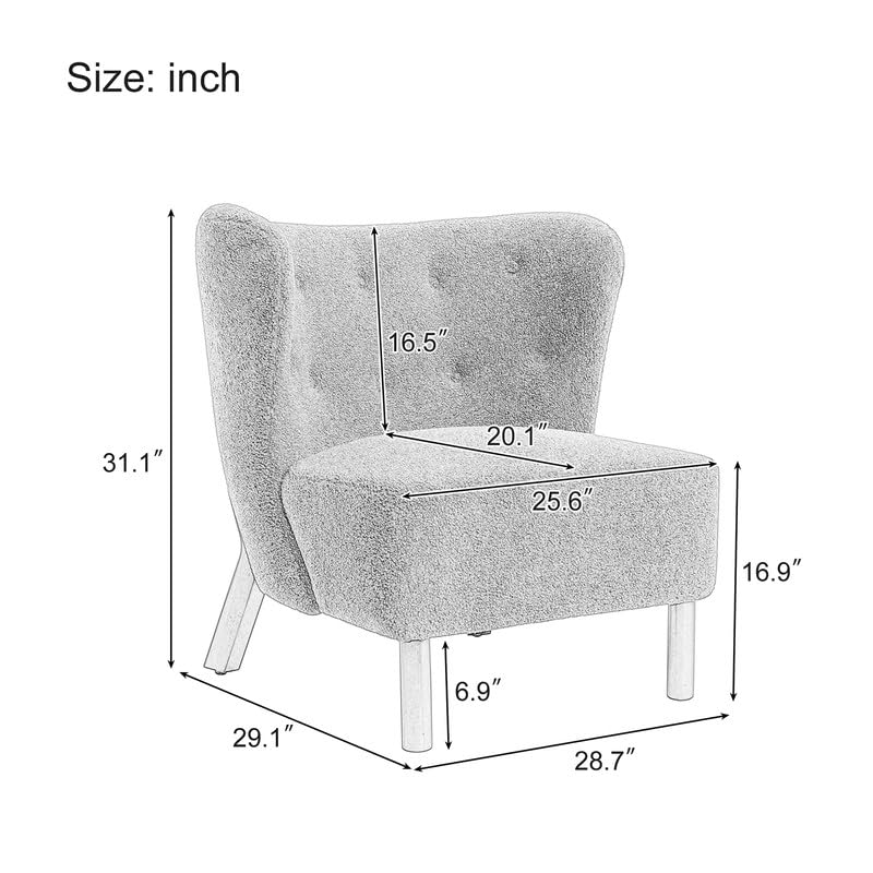 28.7''W Sherpa Upholstered Armless Accent Chair Modern Slipper Chair, Cozy Curved Wingback Armless Chair, Corner Side Chair for Bedroom Living Room Office Cafe Lounge Hotel, Green