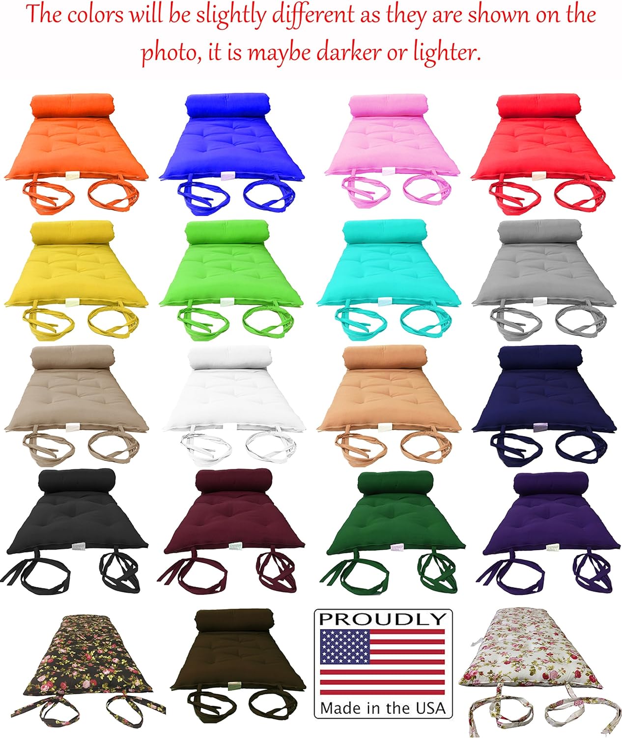 D&D Futon Furniture Cotton/Foam Floor Rolling Futon Mattresses, Yoga Meditation Mats, Black (Queen RV 3 x 60 x 70)