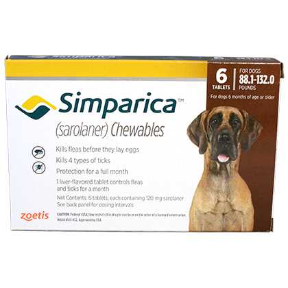 Simparica Chewable Tablets for Dogs 88 - 132 lbs Brown, 6 Month Supply - Pet Supplies online store