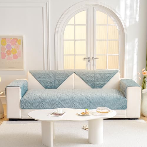 vctops Soft Velvet Sofa Cover Farmhouse Floral Quilted Sectional Couch Covers Non Slip Washable Couch Cover Sofa Slipcover for Dogs, Children, Pets, 1 Piece/Not All Set (Pink,27