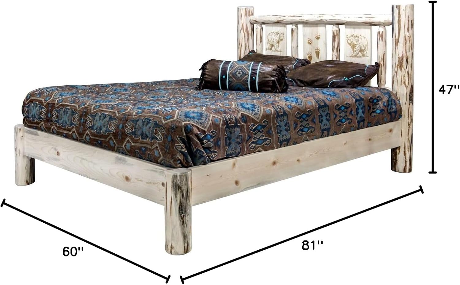 Montana Log Collection Wood Full Platform Bed MWPBFVLZBEAR