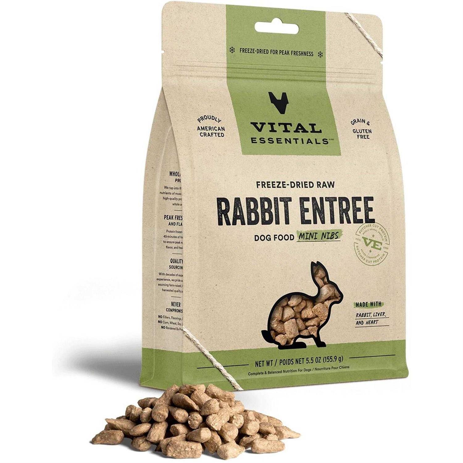 Vital Essentials Freeze Dried Dog Food Raw Rabbit Mini Nibs Entree - Pet Supplies online store