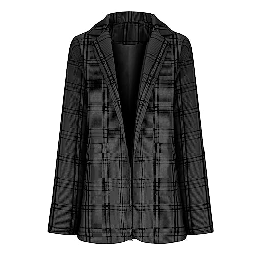2024 Women's Blazer Suit Open Front Long Cardigan Business Casual Fitted Pockets Jacket Dressy Work Office Outfits