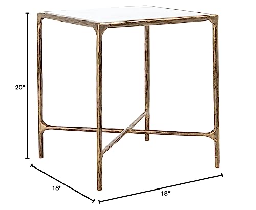 SAFAVIEH Couture Home Collection Jessa Brass Metal/Tempered Glass Top Square End Table (Fully Assembled) SFV9503A