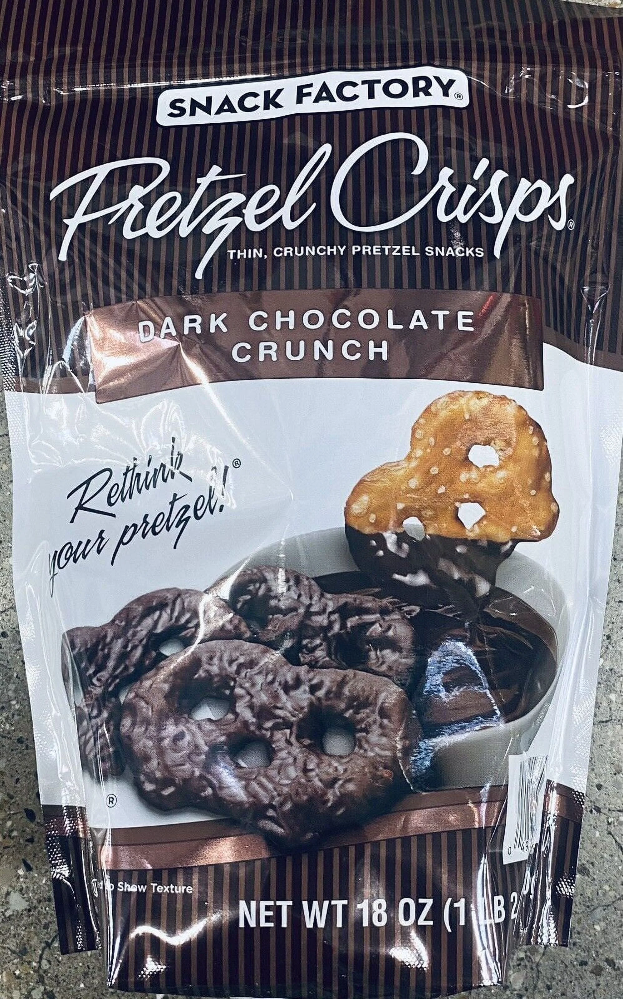 Snack Factory Pretzel Crisps Dark Chocolate Crunch 18 oz Bag NEW