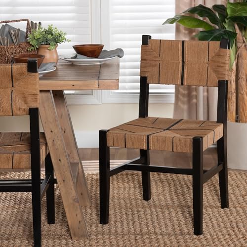 bali & pari Prita Paper Loom Chair, Dining Height, Brown/Natural Brown