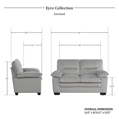 Lexicon Eyre 2-Piece Living Room Sofa Set, Dark Gray