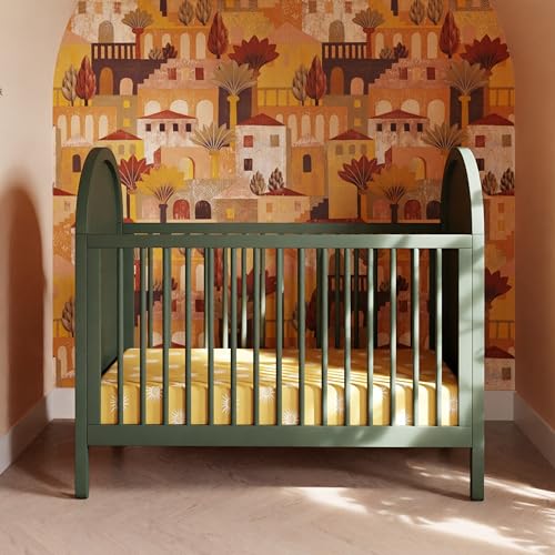 babyletto Bondi Cane 3-in-1 Convertible Crib with Toddler Bed Conversion Kit in Honey with Natural Cane, Greenguard Gold Certified
