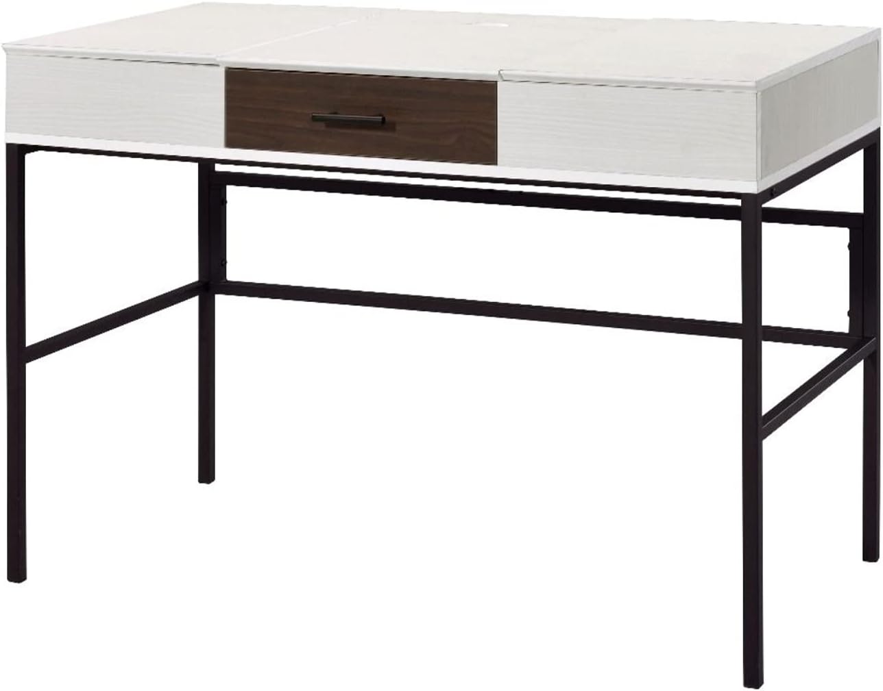 Acme Verster Wooden 1-Drawer Writing Desk with USB Port in Natural and Black