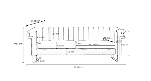 Chesterfield 3 Seater Faux Leather Sofa, Upholstered Couch with Removable Cushions and Gold Metal Legs for Living Room Office Apartment (PU Leather, Black), M76S00014