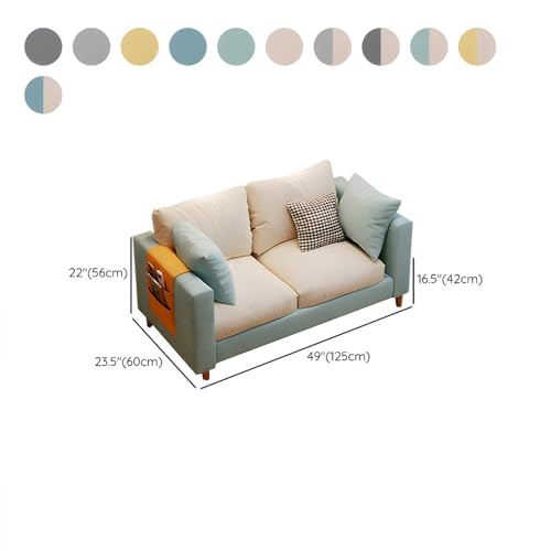 LITFAD 2-seat Loveseat Sofa Modern Fabric Upholstered Sofa Couches Small Love Seat w/Wood Legs for Small Space, Living Room, Bedroom,Mint Green, 49