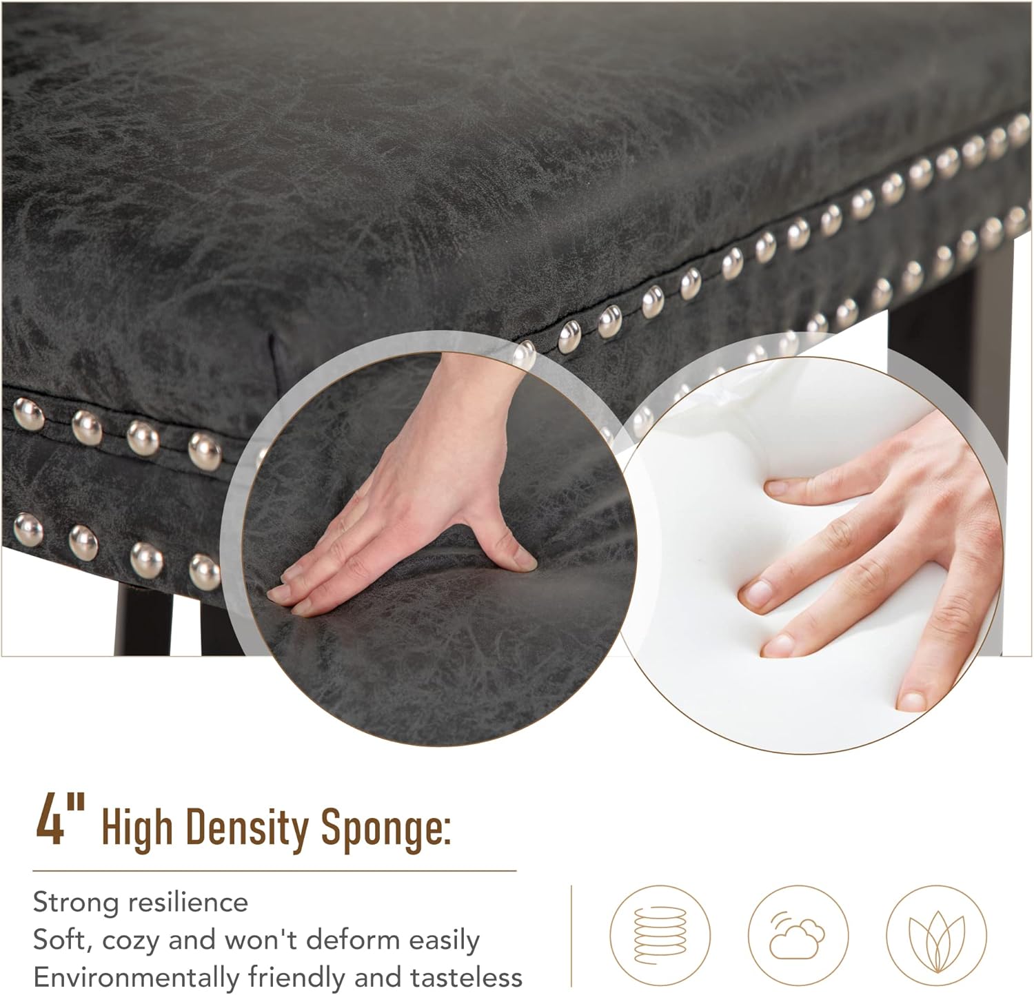 ALPHA HOME Faux Leather Dining Chairs Set of 6, Upholstered Chairs for Kitchen & Dining Room, Black