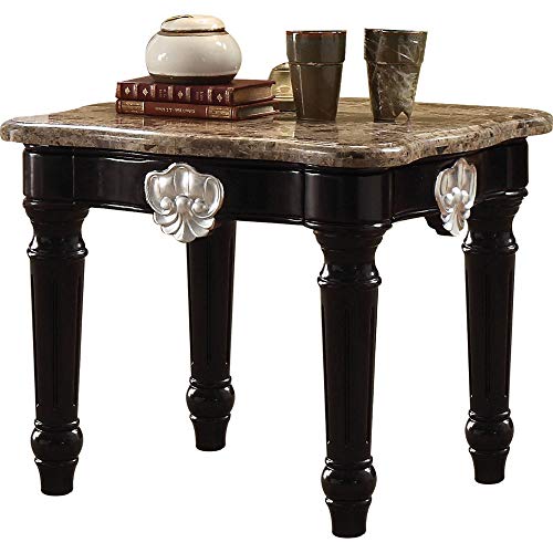 Acme Gorsedd Square Marble Top End Table in Golden Ivory